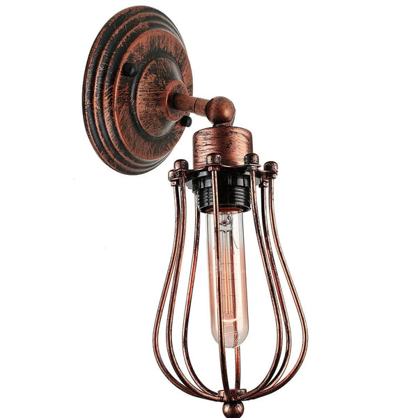 Vintage industriële kooi wandlamp plafondlamp veranda lamp ~3549 – Rustiek Rood / Ja