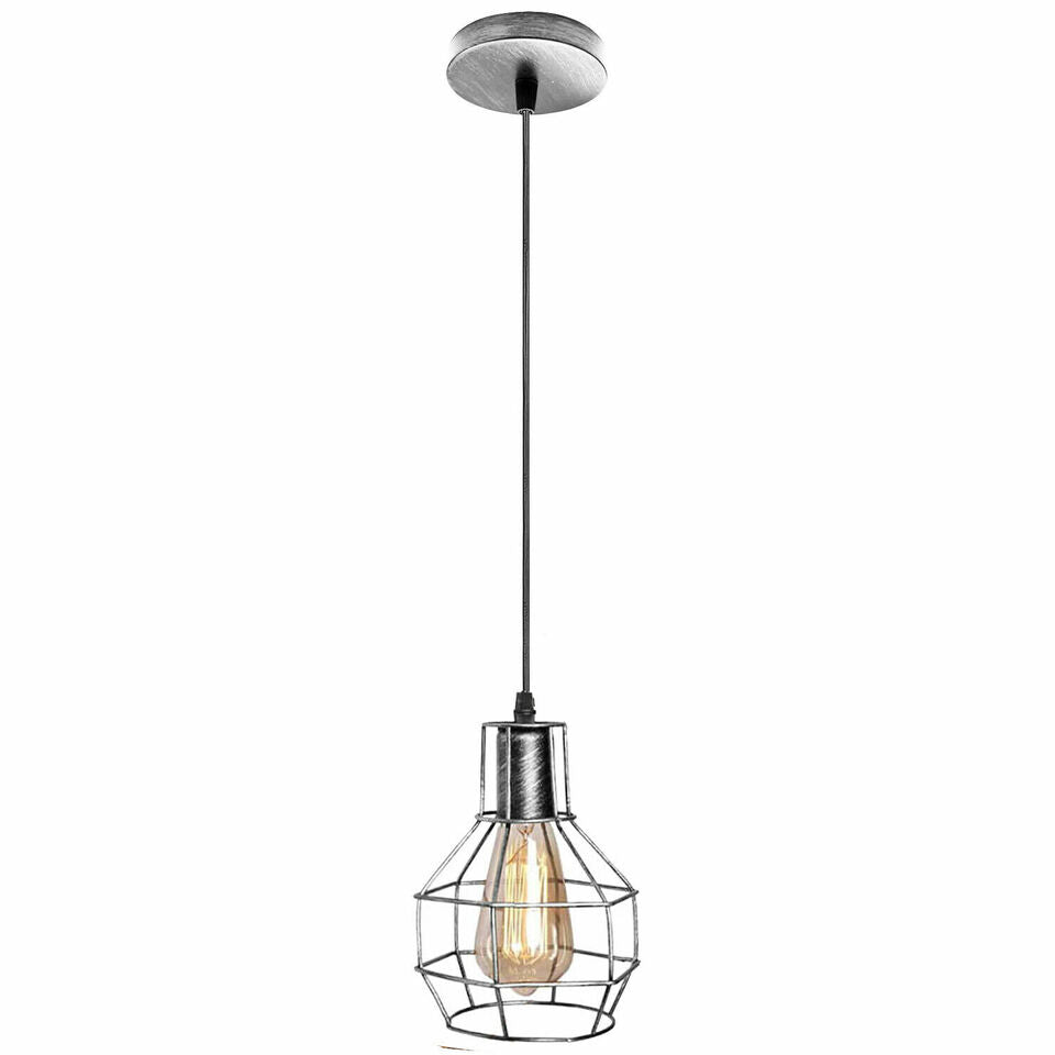 Industrial metal wire cage pendant light UK