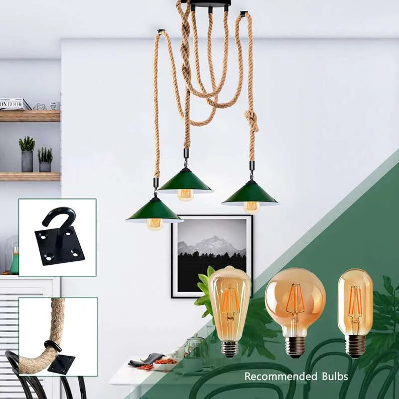 Chandelier Spider Retro Hemp Lamp