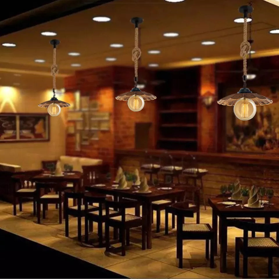 Hemp Rope Iron Pendant Lights 