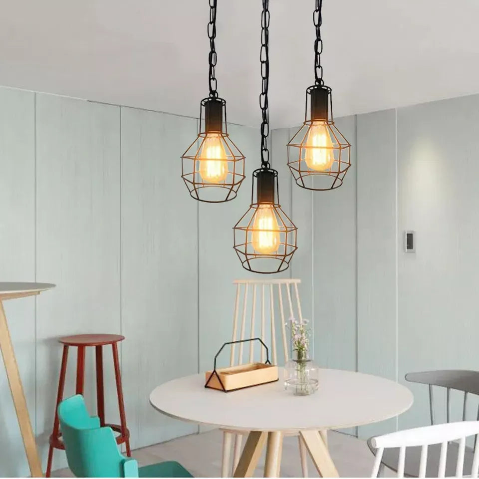 vintage metal wire cage pendant lamp