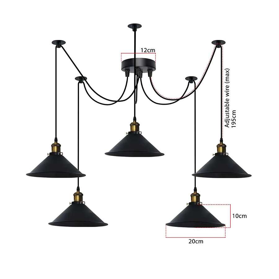 black 5 light multi pendant light