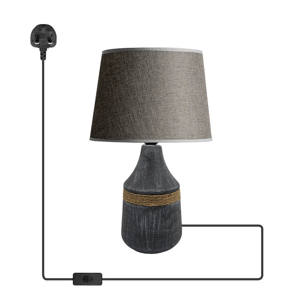 Creatieve Plugin Stoffen Kap Keramische Tafellamp Licht~5160 – Grijs / Ja