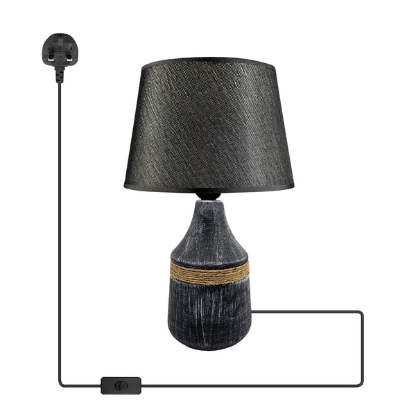 Creatieve Plugin Stoffen Kap Keramische Tafellamp Licht~5160 – Zwart / Ja