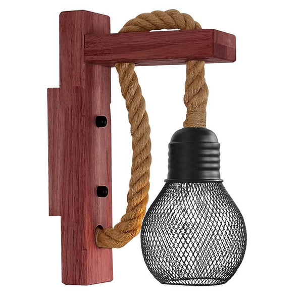 Touw Wandlampen Rustieke Vintage Houten Wandlampen ~4571 – 1 pak / Zonder lamp