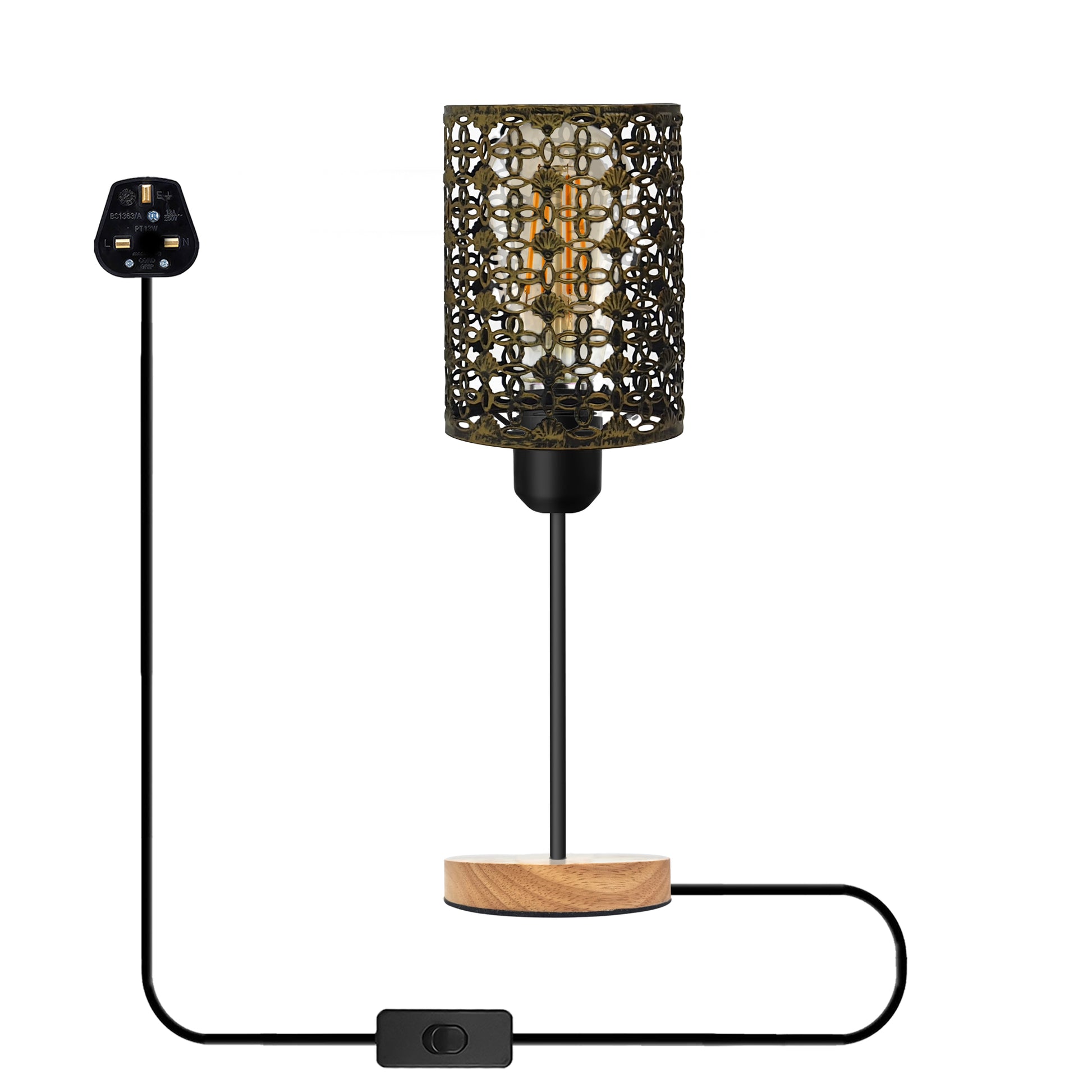 wooden base On/off Switch Table Lamp Light 