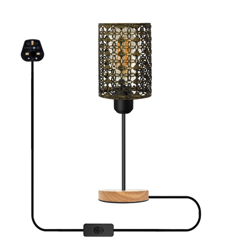 Tafellamp met zwarte kooi van metaal ~5307