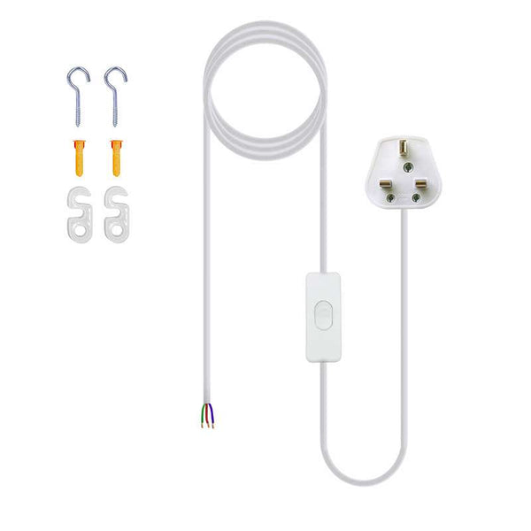E27 Plug in Hangende Plafondlamp Armatuur Witte Lampfitting Snoer~4547 – 2m / Zonder houder