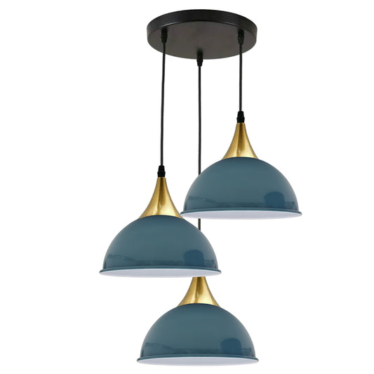 Blauwe 3-weg vintage industriële metalen lampenkap moderne hangende retro plafondlamp~3524