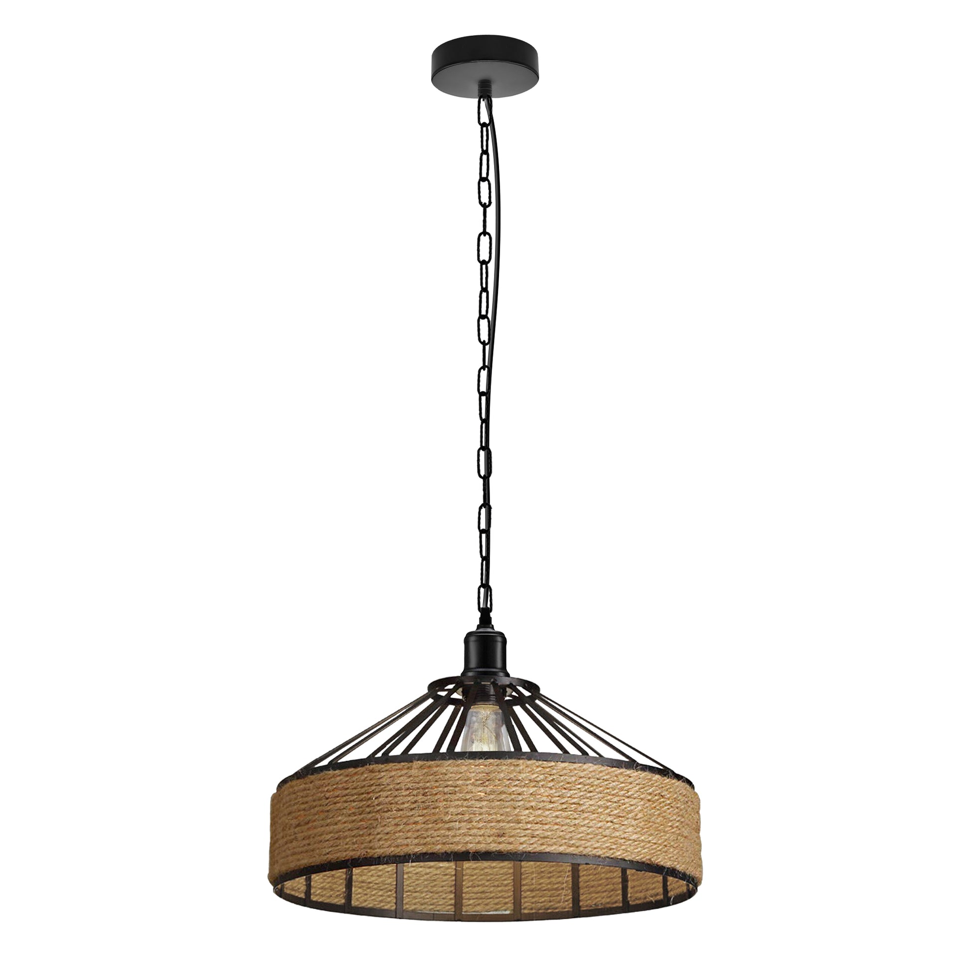 hemp covered hanging chain modern pendant light