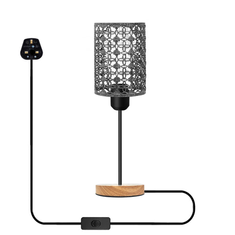 Tafellamp met zwarte kooi van metaal ~5307