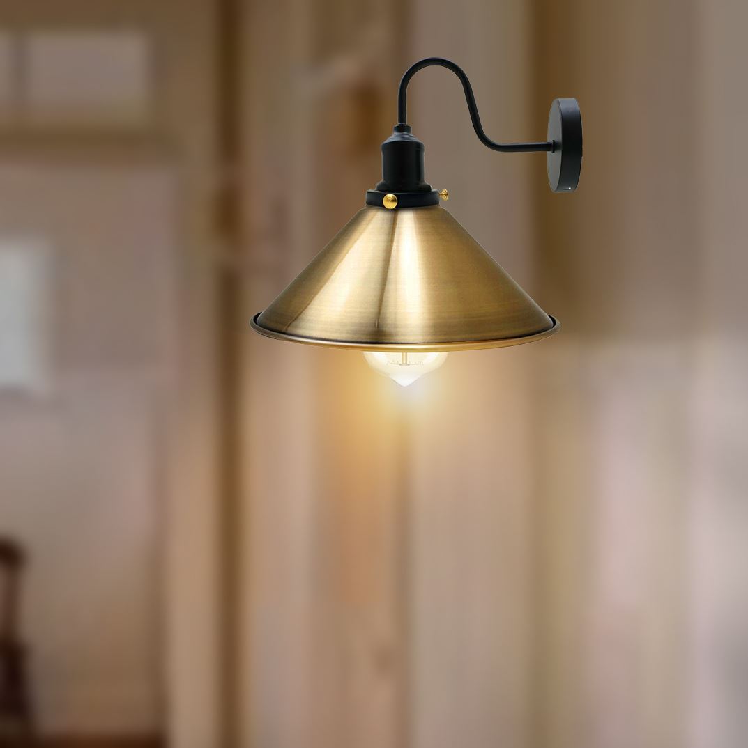 Vintage Industrial Metal Cone Shade Lighting Indoor Wall Sconce Light Fittings~3389 - LEDSone UK Ltd