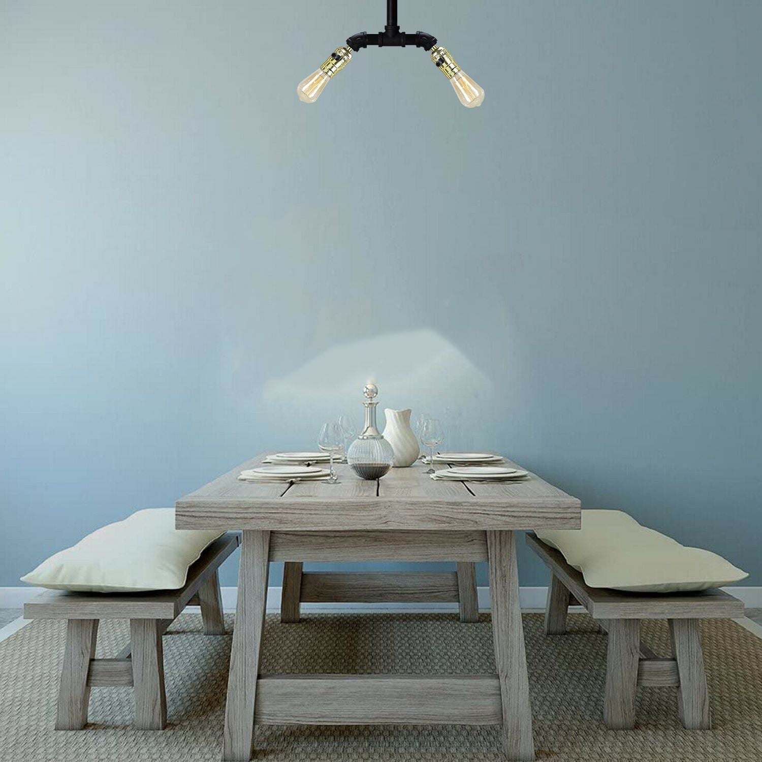 Modern Vintage Industrial Retro Loft Ceiling Lamp Shade Pendant Pipe Light 