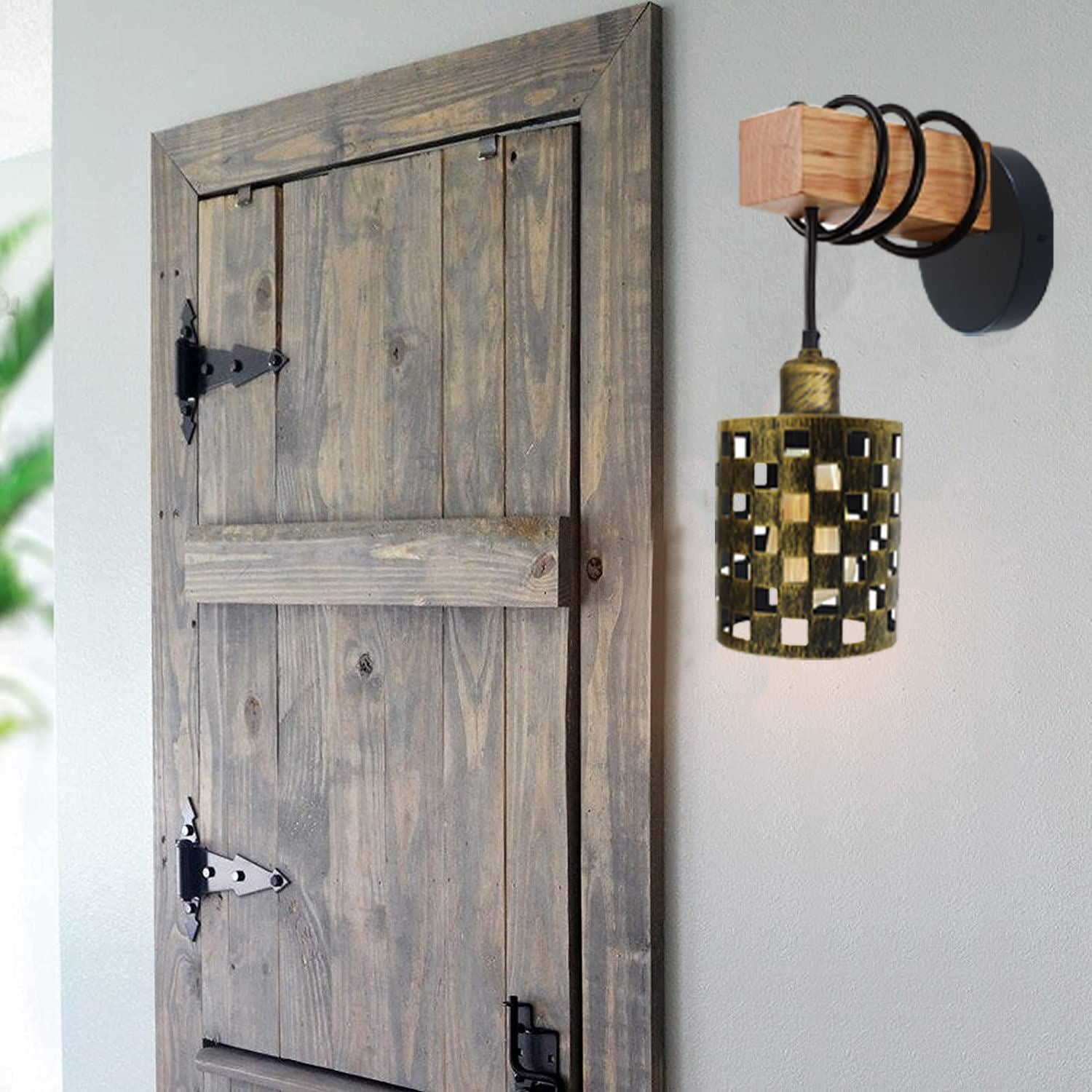 Vintage Industrial Retro Matel Wood Wall Lights Sconce Lamp Kit~1317 - LEDSone UK Ltd