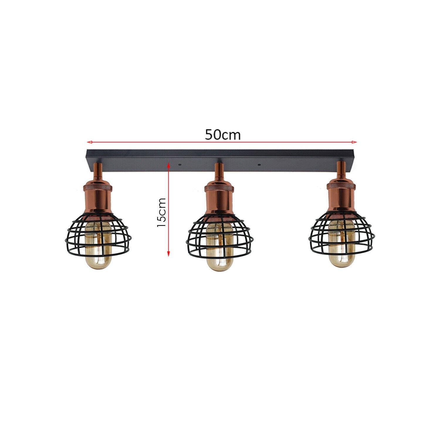 Industrial 3 Way Ceiling Light Fitting Indoor Ceiling Mount Light Black Metal Lamp Shade~1195 - LEDSone UK Ltd