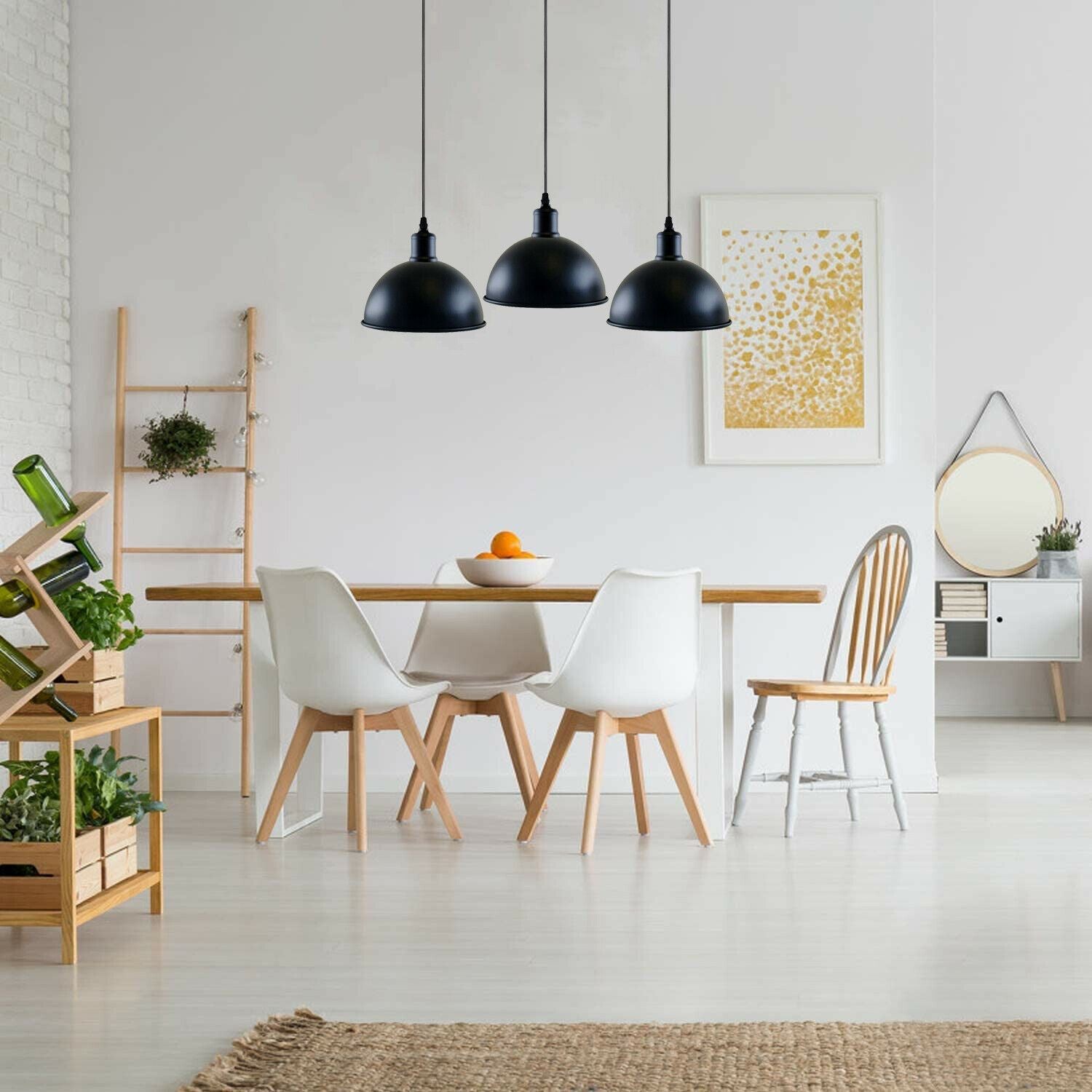 Vintage Industrial 3Head Ceiling Pendant Light Black Hanging Light Metal Dome Shape Shade Indoor Light Fitting~1242 - LEDSone UK Ltd