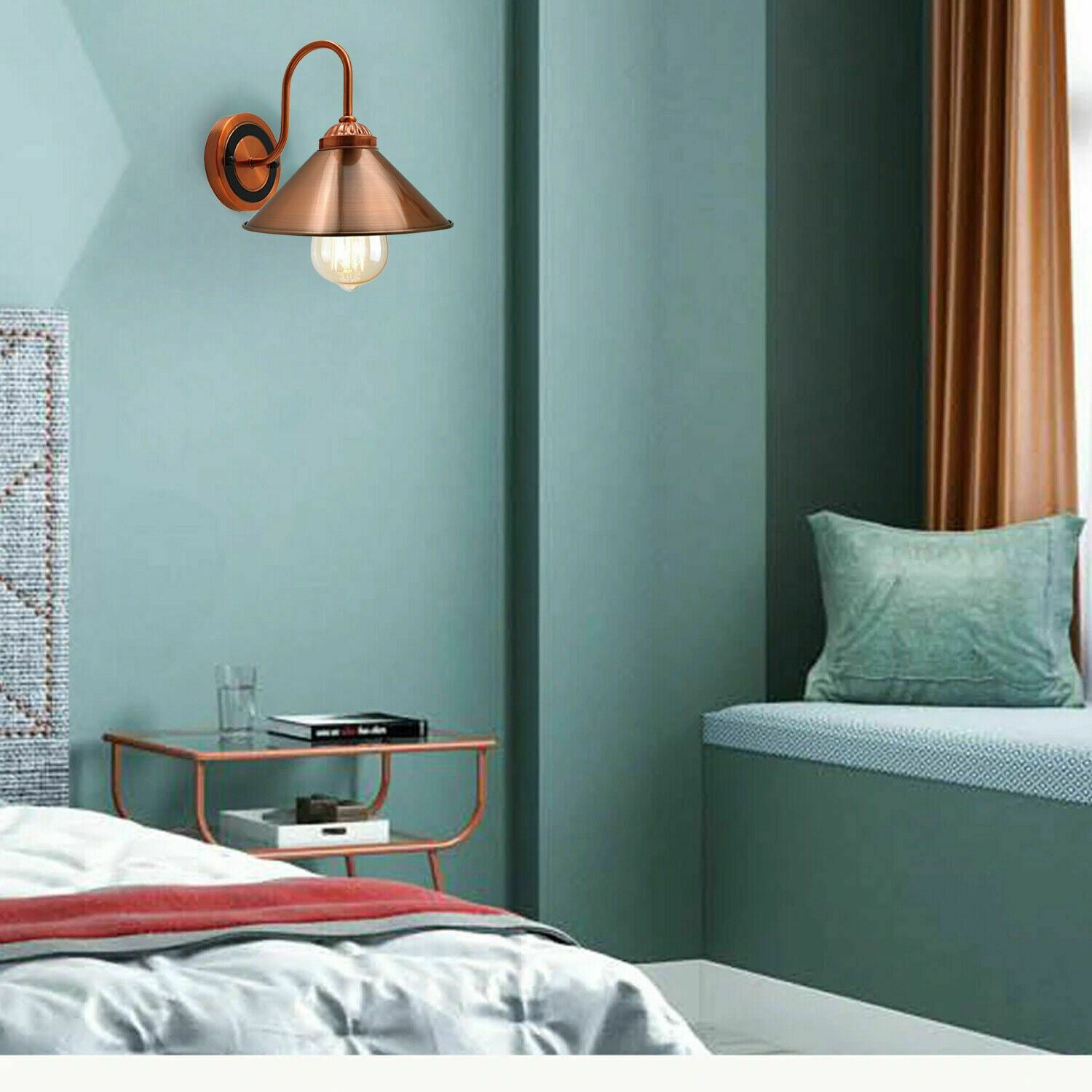 Modern Copper Metal Wall Light Lamp Sconce Fixture Bedroom Hallway with E27 Base~1287 - LEDSone UK Ltd