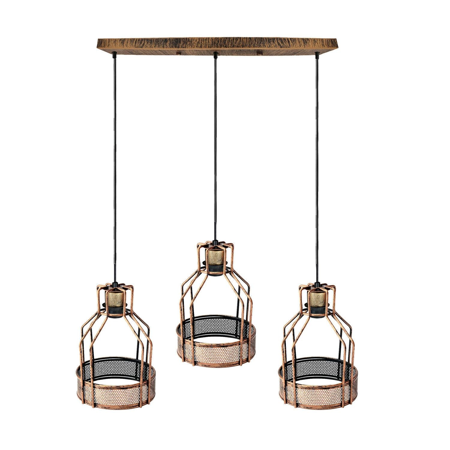 Vintage Modern 3 Head Pendant Light Bird Cage Shape Hanging Lamp UK~1418 - LEDSone UK Ltd