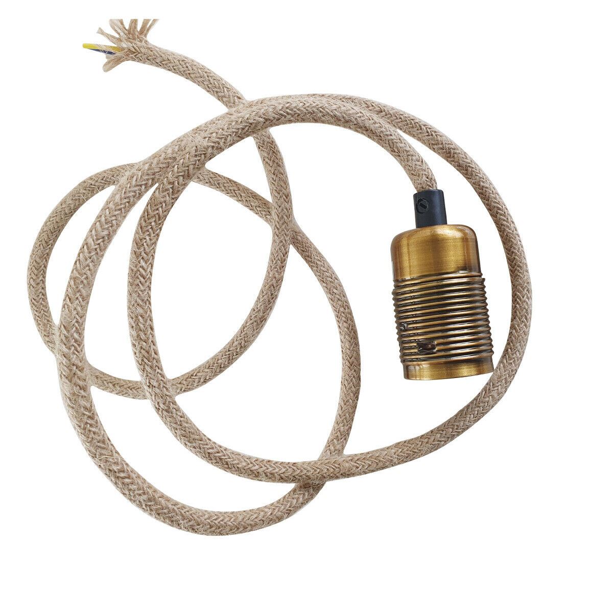 Vintage Industrial E27 Bulb Holder Screw Ceiling Rose Lamp Hemp Pendant Indoor Hanging Light Fitting Conservatory, Dining Room, Foyer, Garage~1191 - LEDSone UK Ltd
