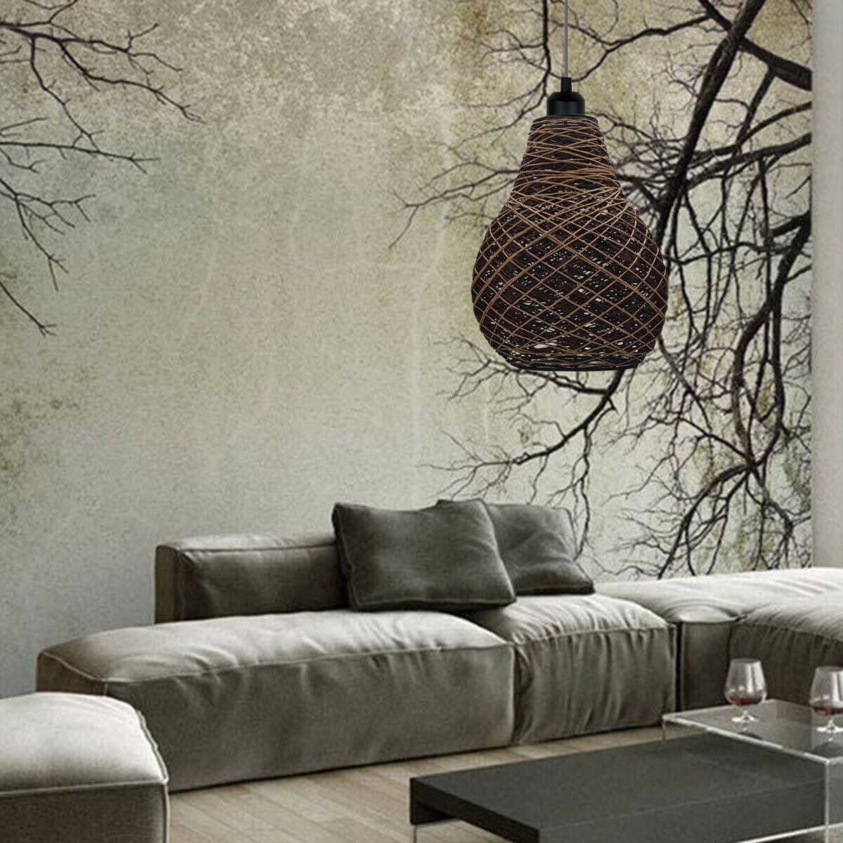 Rattan Wicker Ceiling Pendant Light Shade Hanging Light Antique décor Lampshade~1334 - LEDSone UK Ltd