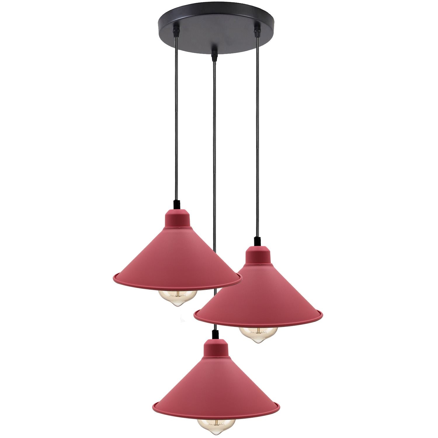 Retro Industrial Hanging Chandelier Ceiling Cone Shade pink colour  Vintage Metal Pendant light~1001 - LEDSone UK Ltd