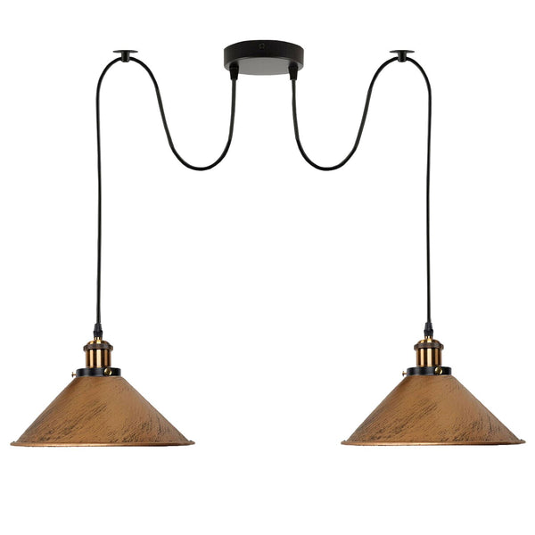 2-weg Retro Industriële plafondkabel E27 Hanglamp hanglamp~3403 – Geborsteld koper / Nee