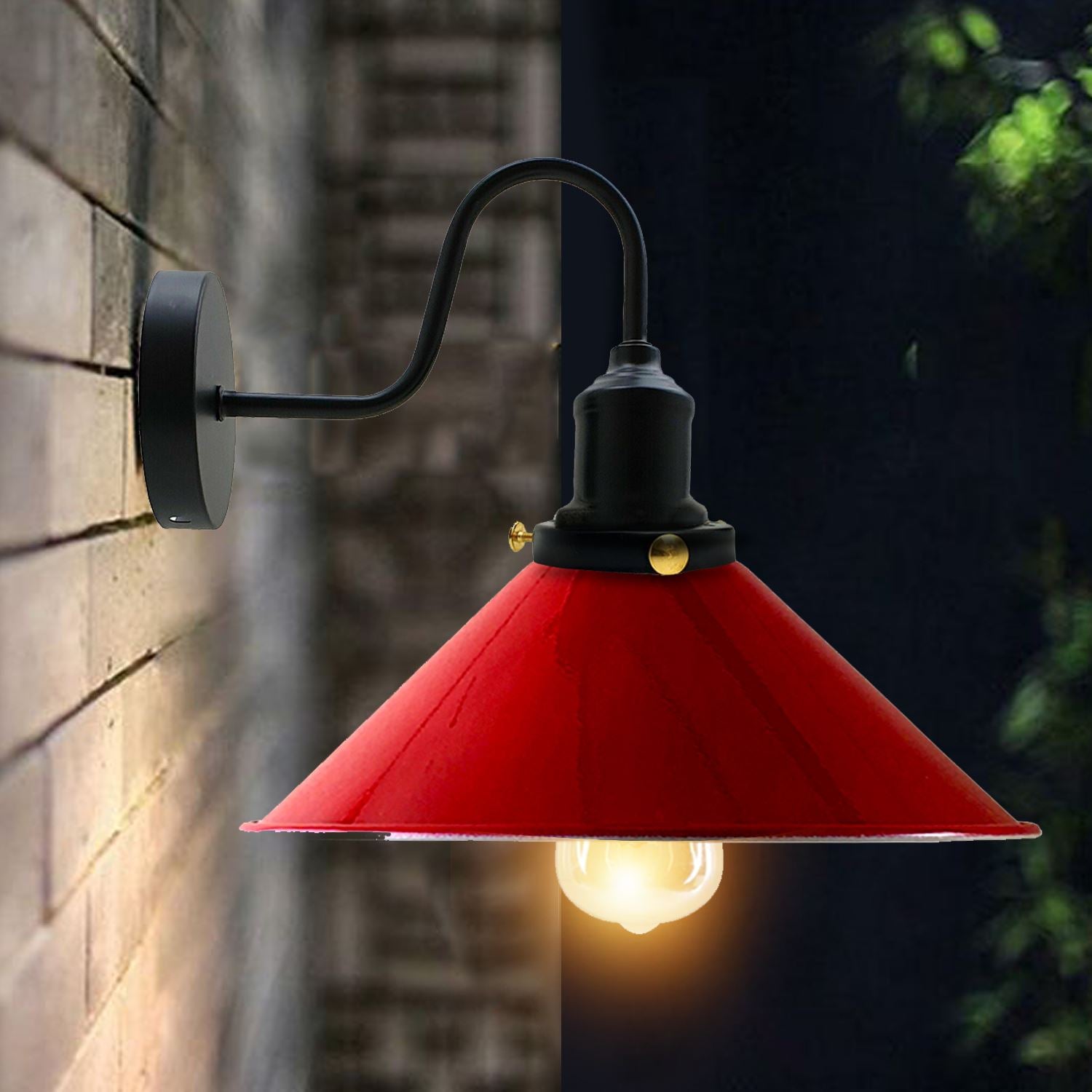 Vintage Industrial Swan Neck Wall Light Indoor Sconce Metal Cone Shape Shade~3391 - LEDSone UK Ltd
