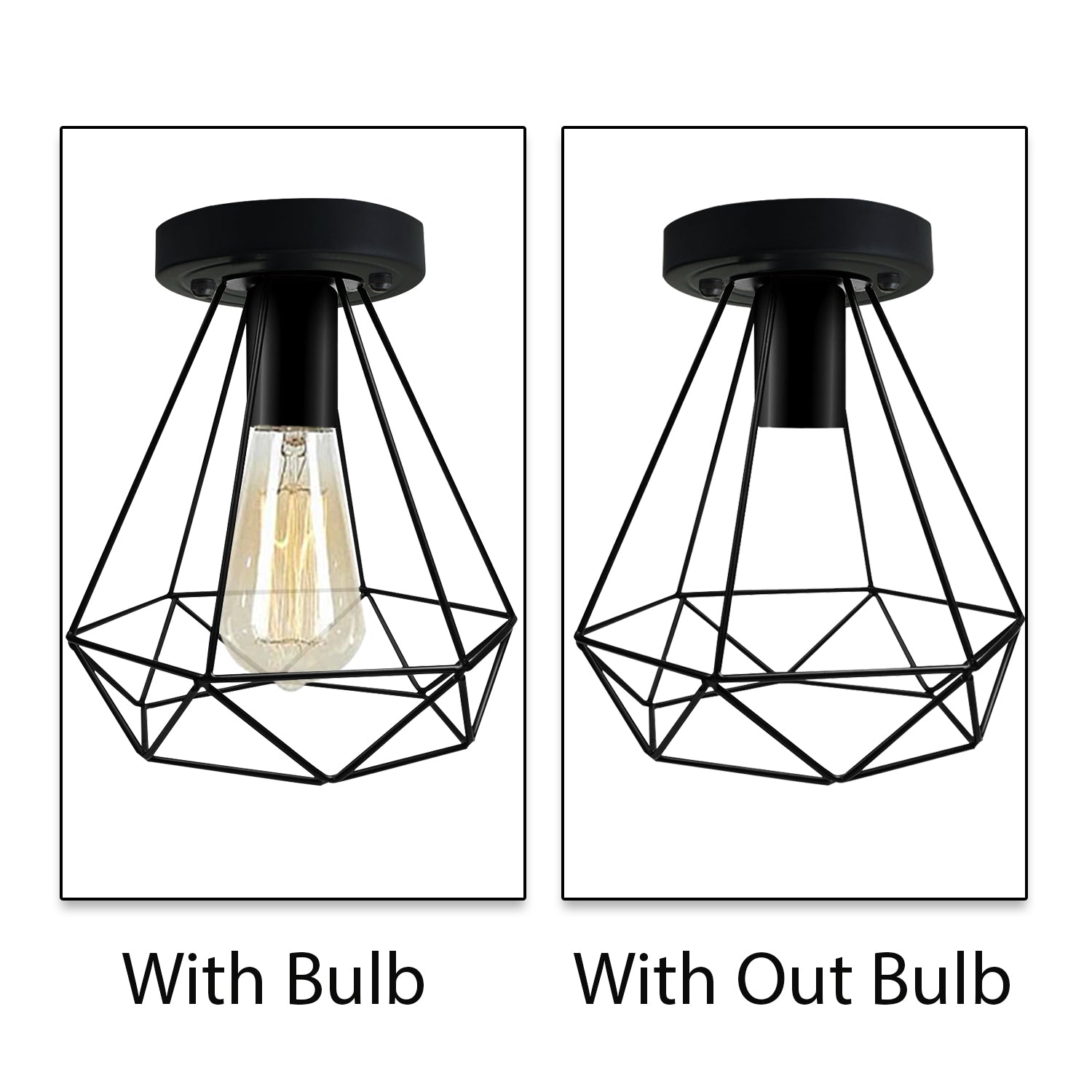 Vintage Industrial Black Metal Indoor Flush Mount Ceiling Light for Bar, Bedroom, Dining Room, Living Room~1025 - LEDSone UK Ltd