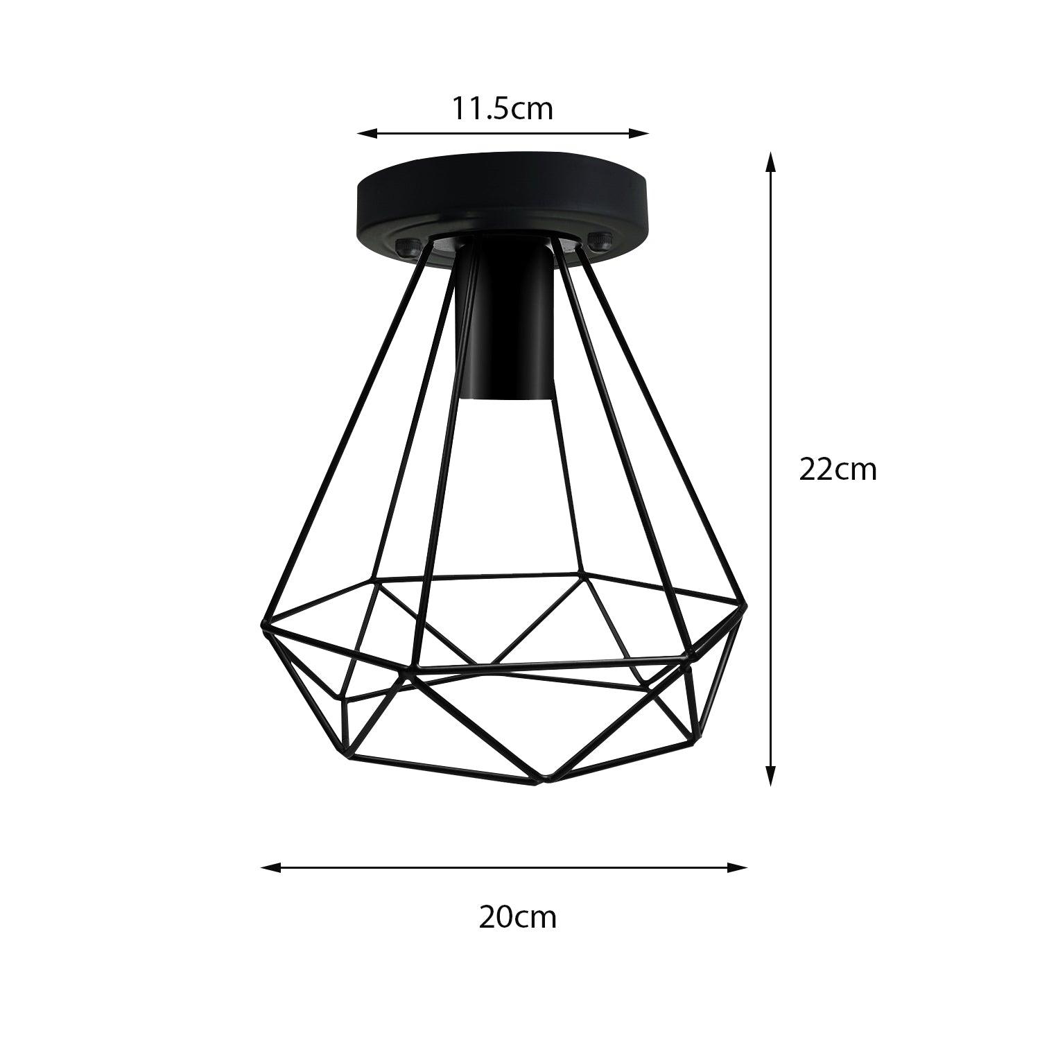 Vintage Industrial Black Metal Indoor Flush Mount Ceiling Light for Bar, Bedroom, Dining Room, Living Room~1025 - LEDSone UK Ltd