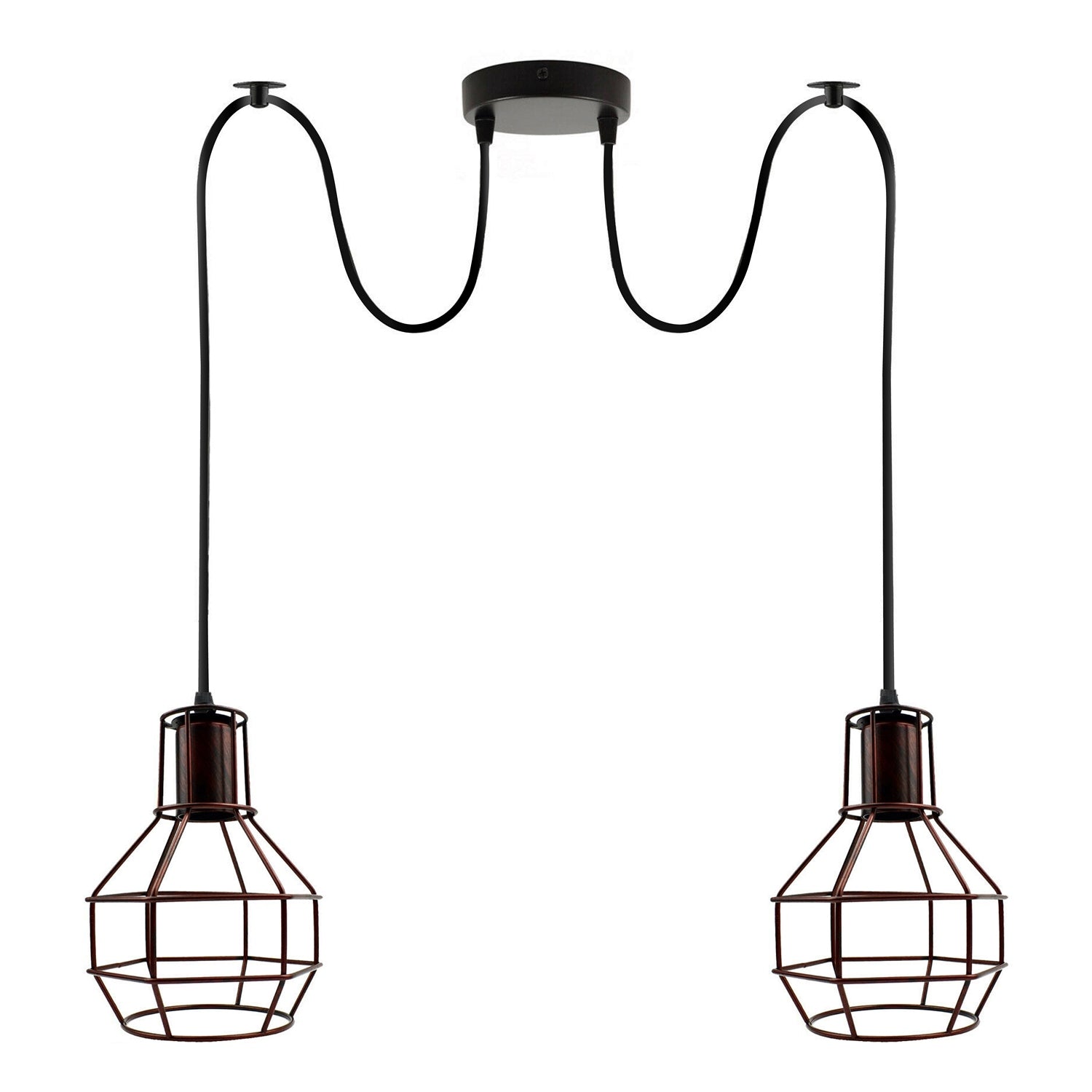 Rustic Red Nest Cage Retro Industrial 2 Way Indoor Ceiling Pendant Chandelier Hanging Light Metal~3492 - LEDSone UK Ltd