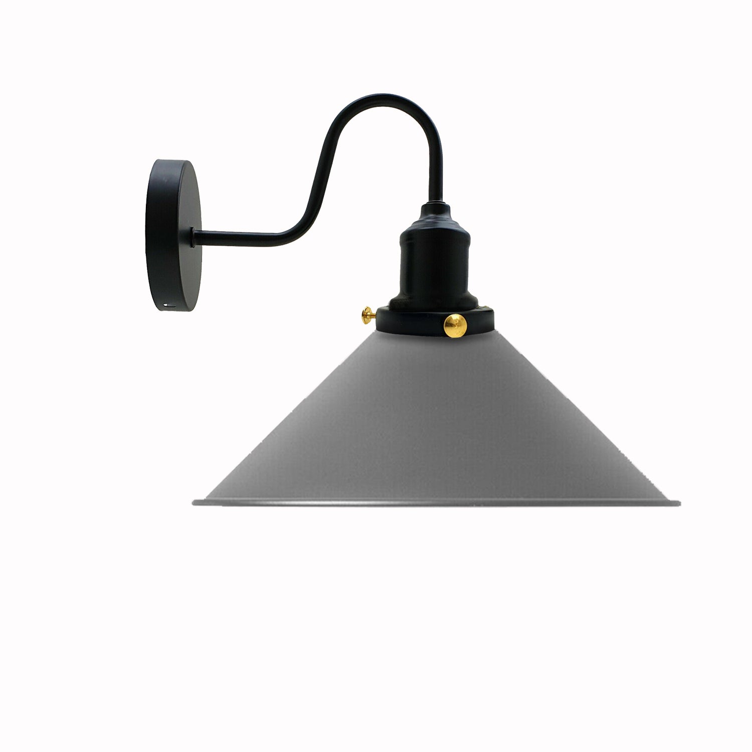 LEDSone Industrial Vintage Grey Swan Neck Wall Light Indoor Sconce Metal Cone Shape Shade~3483 - LEDSone UK Ltd