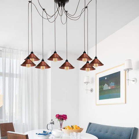 Moderne industriële rustieke rode spinnenplafond hanglamp metalen kegelvormige kap binnen hanglamp ~ 1000