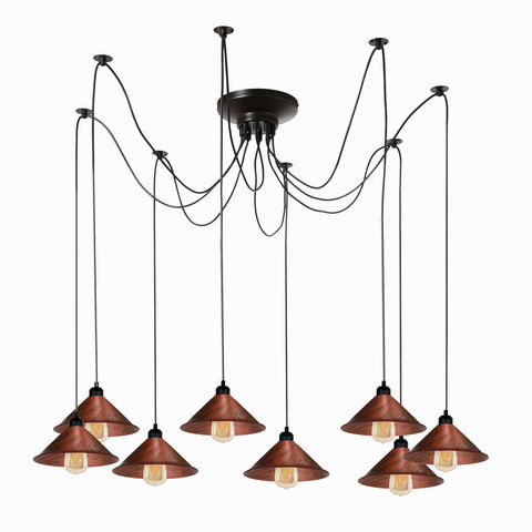 Moderne industriële rustieke rode spinnenplafond hanglamp metalen kegelvormige kap binnen hanglamp ~ 1000