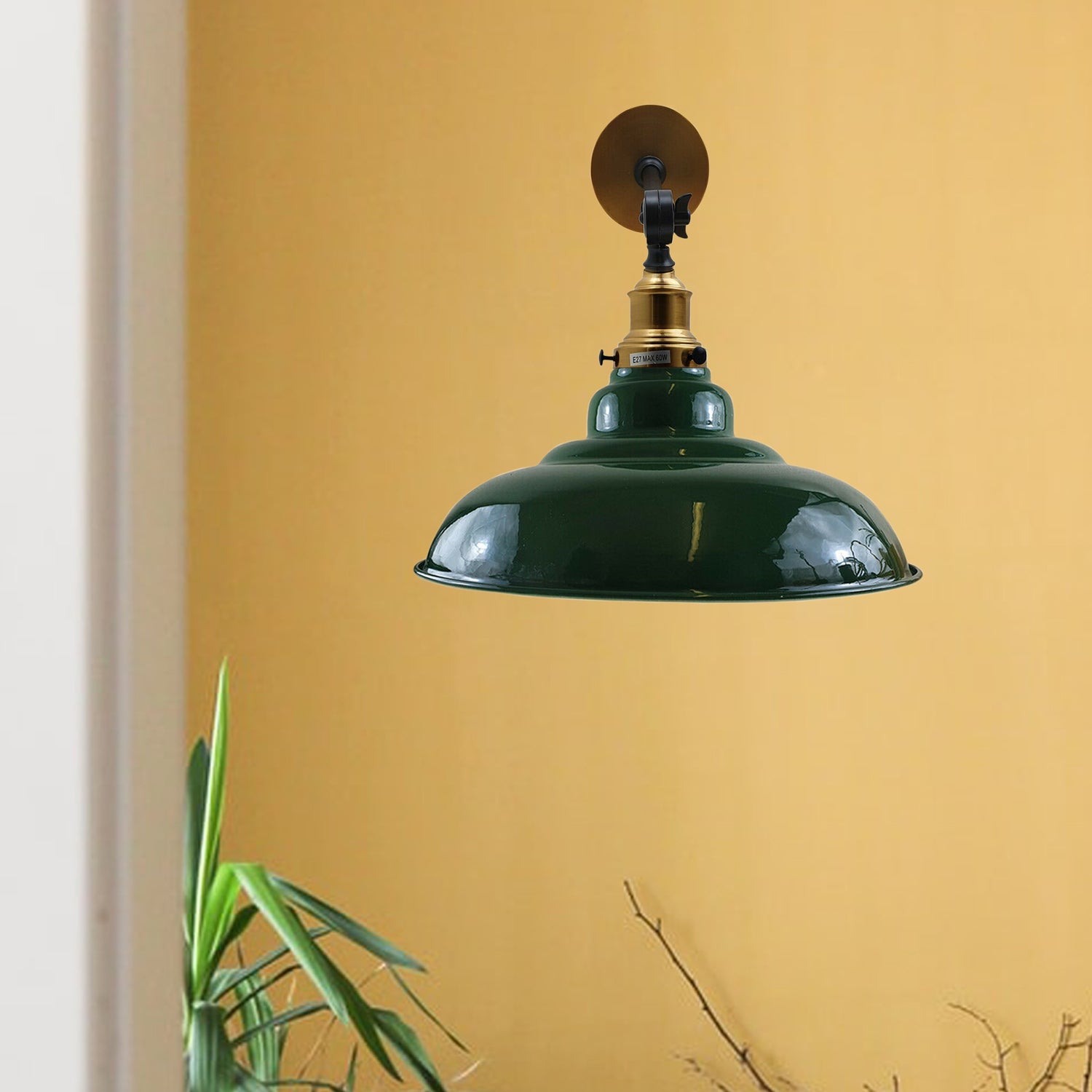 Green Shade With Adjustable Curvy Swing Arm Wall Light Fixture Loft Style Industrial Wall Sconce~3465 - LEDSone UK Ltd