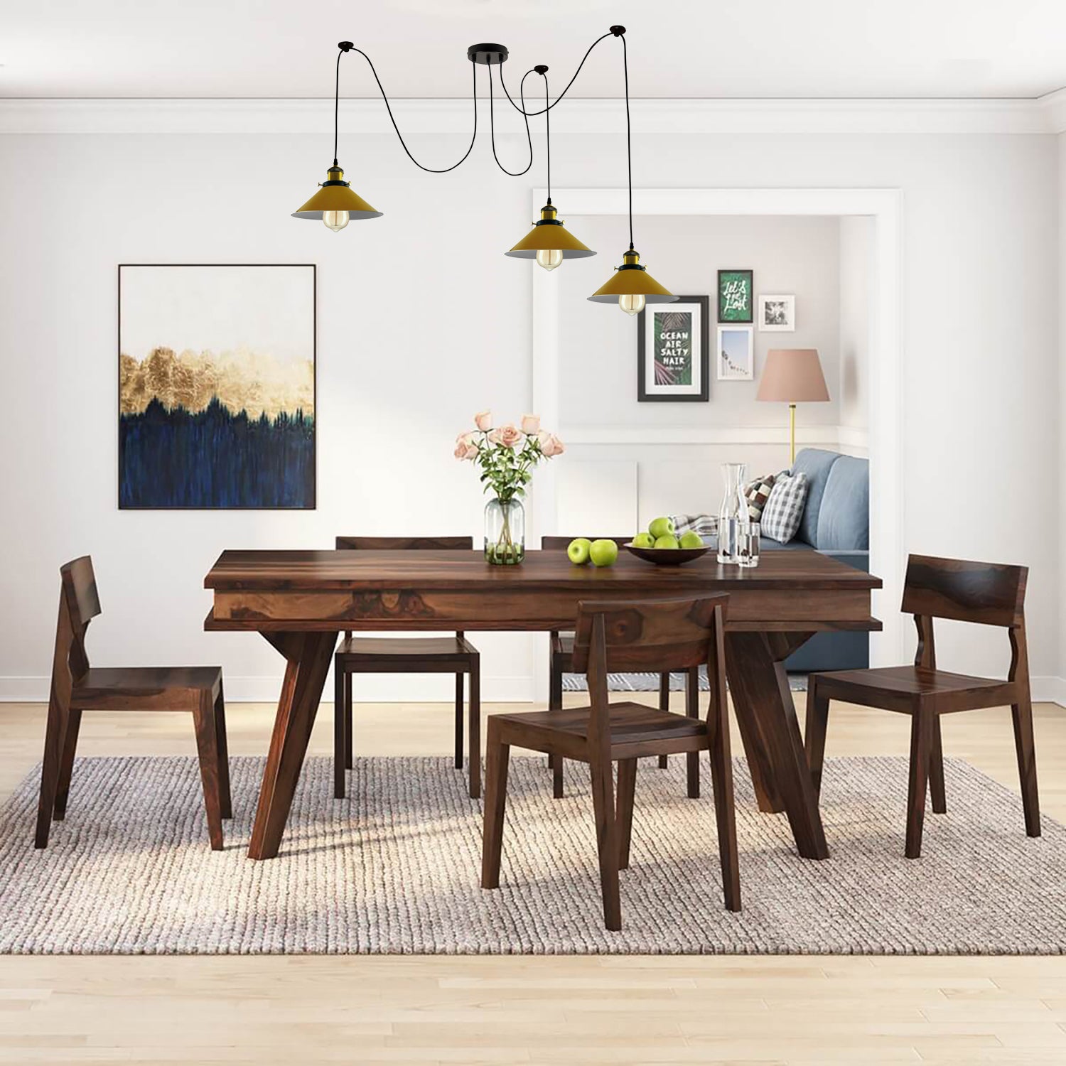 Modern large spider Braided Pendant lamp 3heads Clusters of Hanging Yellow Cone Shades Ceiling Lamp Lighting~3433 - LEDSone UK Ltd