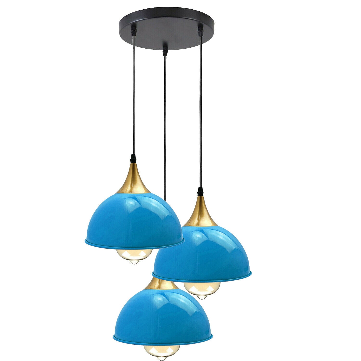 Blue Ceiling Pendant Light | 3 Dome Light~3522