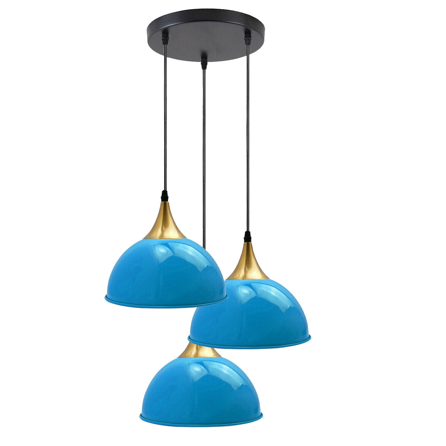 Stylish Blue Ceiling Pendant Light | 3 Dome Light