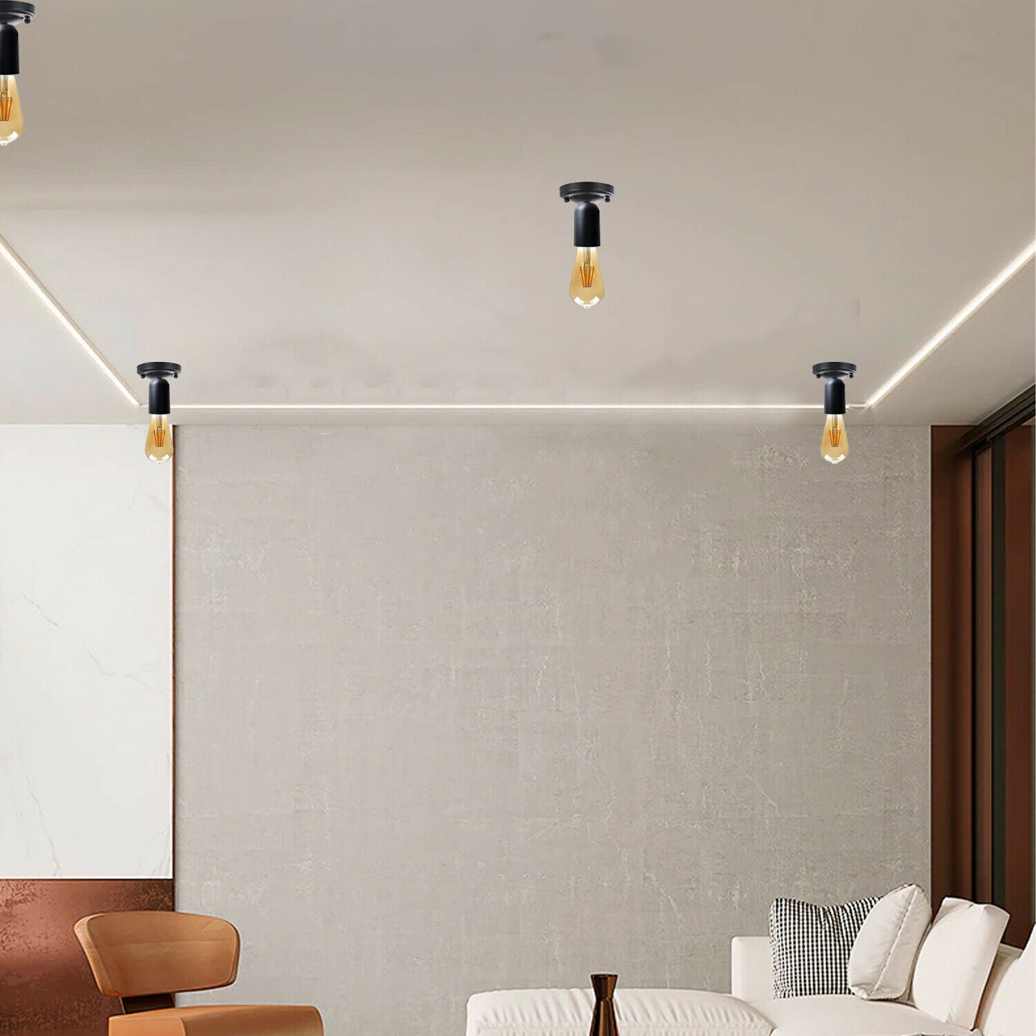 Vintage Retro Ceiling Light Modern Industrial Metal Flush Mount E27 Ceiling Lamp Black Holder ~ 3527 - LEDSone UK Ltd