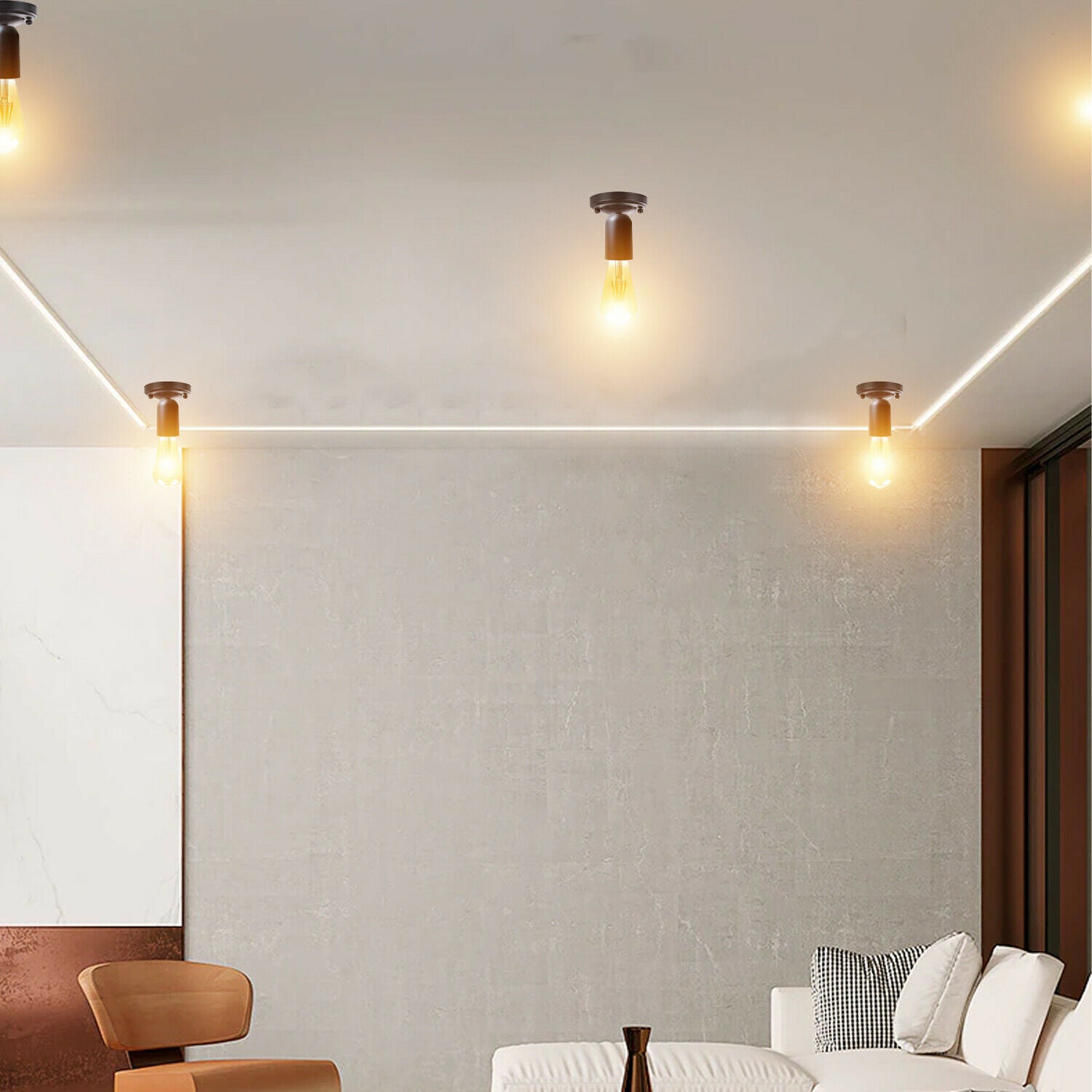 Vintage Retro Ceiling Light Modern Industrial Metal Flush Mount E27 Ceiling Lamp Black Holder ~ 3527 - LEDSone UK Ltd