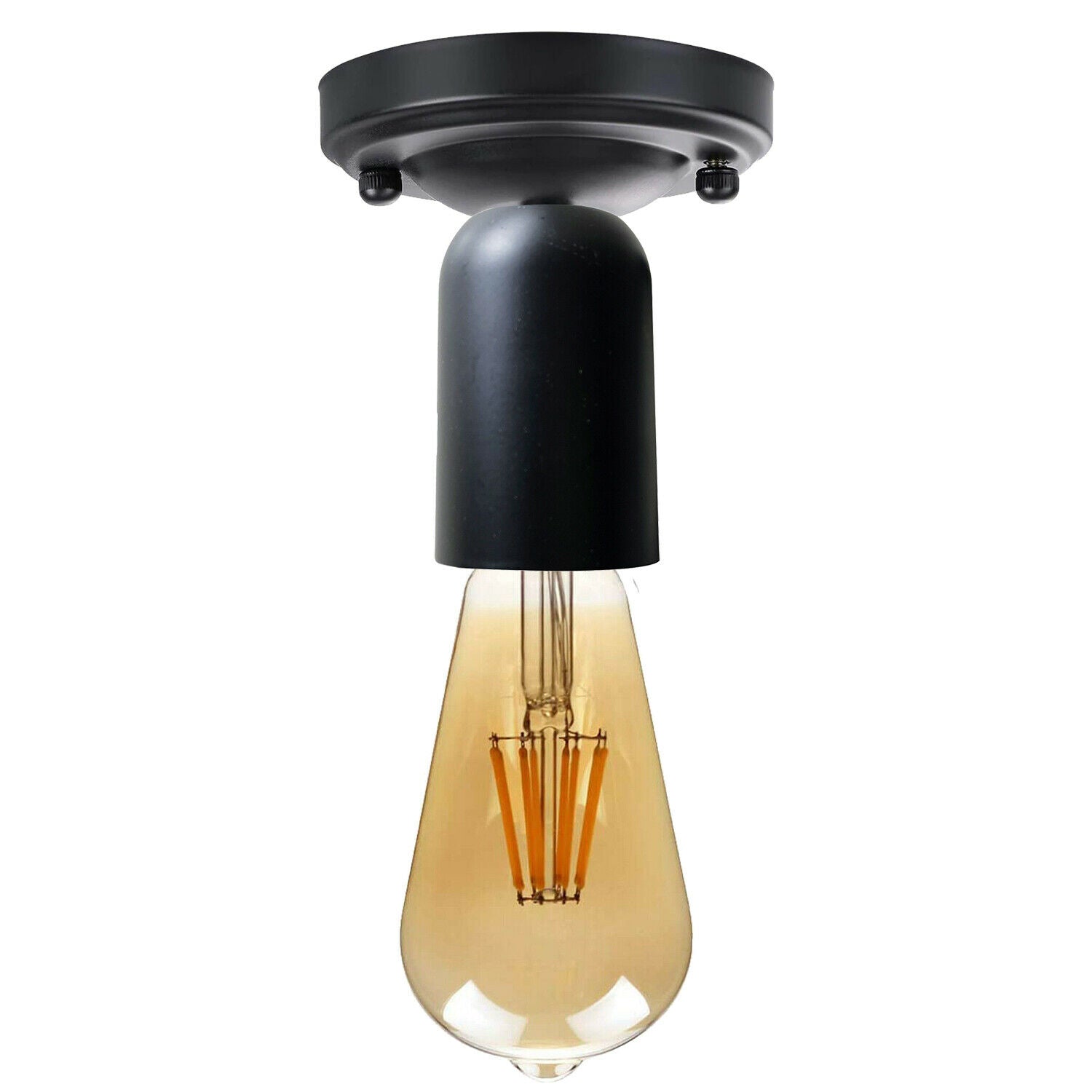 Vintage Retro Ceiling Light Modern Industrial Metal Flush Mount E27 Ceiling Lamp Black Holder ~ 3527 - LEDSone UK Ltd