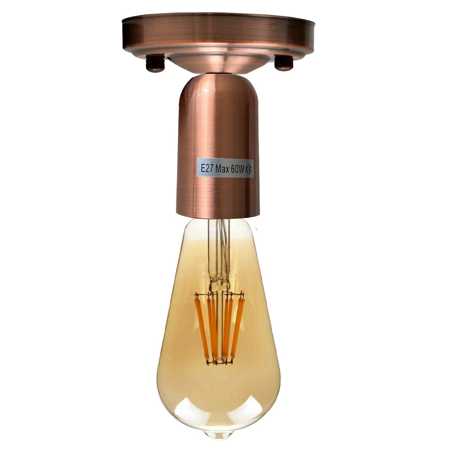 Vintage Retro Ceiling Light Modern Industrial Metal Flush Mount E27  Copper Holder - LEDSone UK Ltd