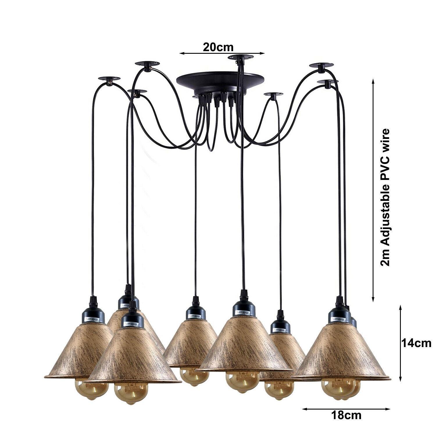 Industrial Retro Modern 8Way Vintage Loft Spider Ceiling Pendant Light~1131 - LEDSone UK Ltd