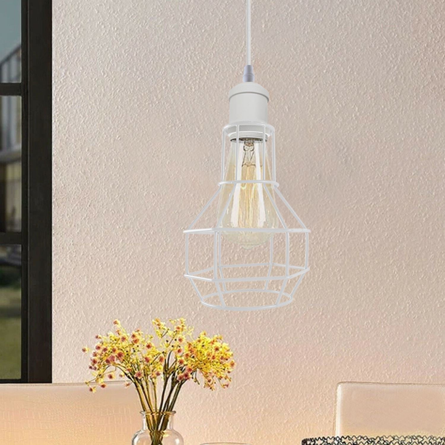 Modern Loft Vintage Industrial Retro Wire Cage Shade Pendant Light