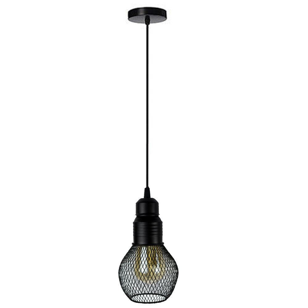 modern ceiling pendant lamp cage fitting black small vintage light~1352 - LEDSone UK Ltd
