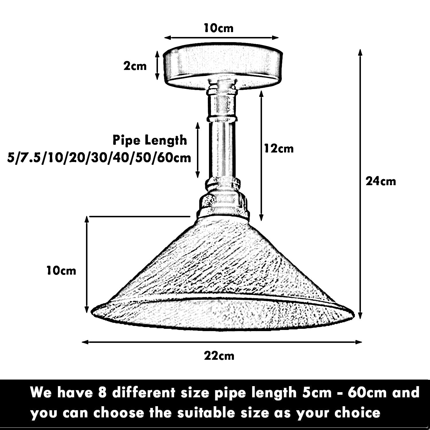 Industrial Ceiling Light Shade Vintage Metal Brushed Silver Pipe Light Retro Loft Flush Lamps~3559 - LEDSone UK Ltd