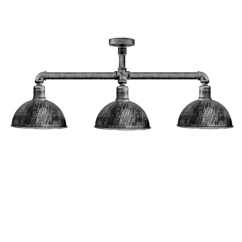 Industriële retro Texas stijl pijplampen semi-flush geborsteld zilveren metalen plafondlampkap E27~3595