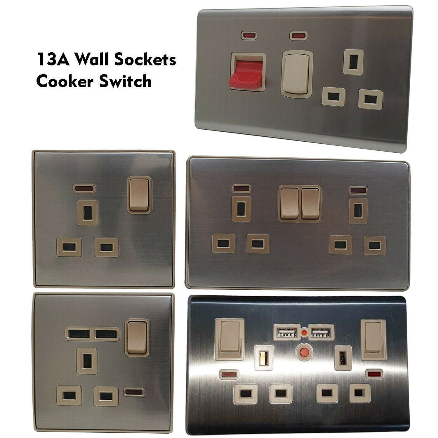 13A 1 Gang Socket with USB - Screwless Flatplate 