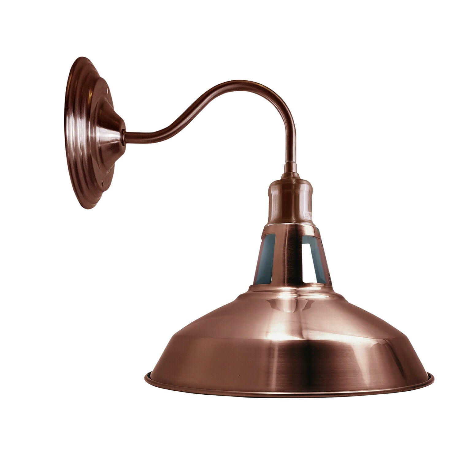 Copper Wall Light 30 cm Barn Slotted Shade Modern Style High Polished Wall Sconce~3627 - LEDSone UK Ltd