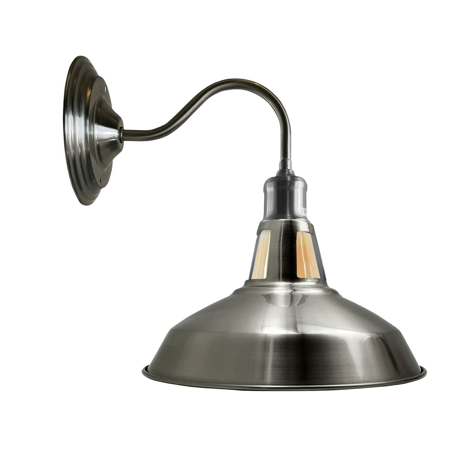 Vintage Retro Industrial Satin Nickel Wall Light Shade Modern Style High Polished Wall Sconce~3625 - LEDSone UK Ltd