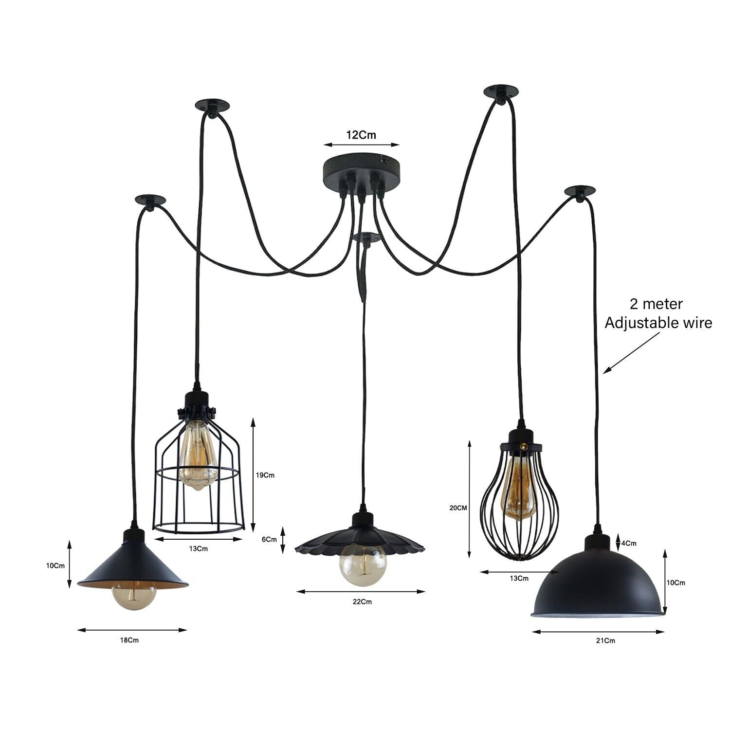 5Way Vintage Industrial Ceiling Lamp Shade Chandelier Retro Spider Pendant Light~3671 - LEDSone UK Ltd